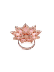 Rose Gold Plated Ring Adorned with Pink Stones