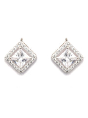 Sterling Silver Square Cubic Zirconia Studs