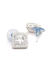 Sterling Silver Square Cubic Zirconia Studs