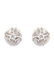 Sterling Silver Floral American Diamond Studs