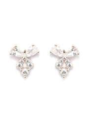 Sterling Silver Floral Angel Shape American Diamond Studs