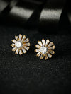 Sterling Silver American Diamond Enchanting Flower Gold Plated Studs