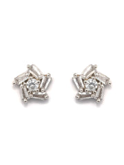 Sterling Silver American Diamond Dainty Flower Studs