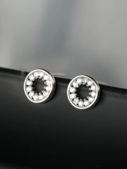 Sterling Silver American Diamond Sphere Floral Studs