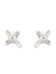 Sterling Silver American Diamond Floral Studs