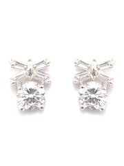 Bow Bright-Cubic Zirconia Sterling Silver Plated Studs