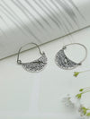 Sterling Silver Leaf Crescent Hoops