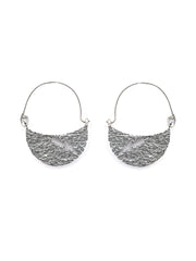 Sterling Silver Leaf Crescent Hoops