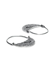 Sterling Silver Leaf Crescent Hoops