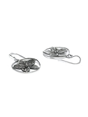 Sterling Silver Sphere Floral Drop Earrings