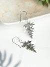 Oxidised Silver Fallen Leaf Drop Earrings