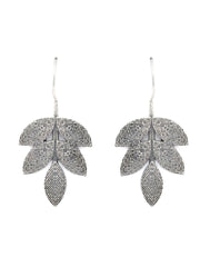 Oxidised Silver Leaf Dangle Earrings