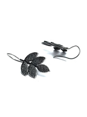 Oxidised Silver Leaf Dangle Earrings