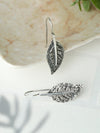 Oxidised Silver Leaf Drop Earrings