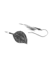 Oxidised Silver Leaf Drop Earrings