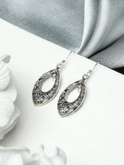 Sterling Silver Filigree Floral Tear Drop Earrings