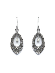 Sterling Silver Filigree Floral Tear Drop Earrings