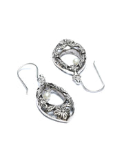 Sterling Silver Filigree Floral Tear Drop Earrings