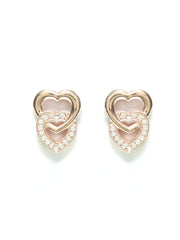 Rose Gold Dual Heart Sterling Silver Studs