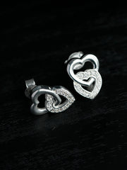 Pretty Dual Heart Sterling Silver Studs