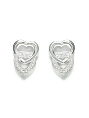 Pretty Dual Heart Sterling Silver Studs