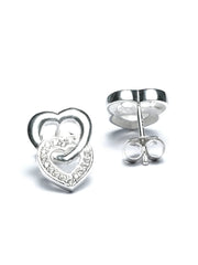 Pretty Dual Heart Sterling Silver Studs