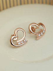 Rose Gold Curled Heart Sterling Silver Studs