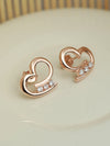 Rose Gold Curled Heart Sterling Silver Studs