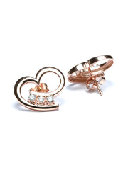 Rose Gold Curled Heart Sterling Silver Studs