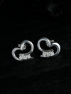 Curled Heart Sterling Silver Zircon Studs