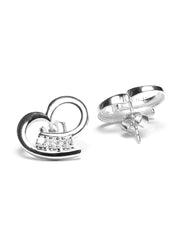 Curled Heart Sterling Silver Zircon Studs