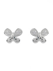 Sterling Silver Sparkling Butterfly Studs