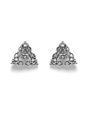 Oxidised 92.5 Silver Floral Triangle Studs