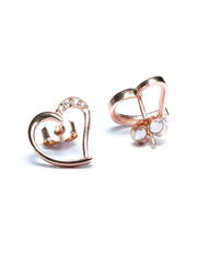 Rose Gold Valentine Heart Sterling Silver Studs