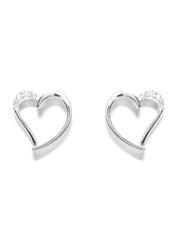 Valentine Heart Sterling Silver Zircon Studs