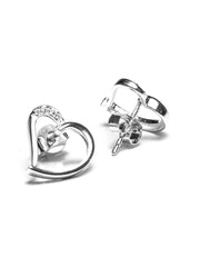 Valentine Heart Sterling Silver Zircon Studs