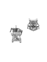 Silver Mini Square Solitaire Stud Earrings