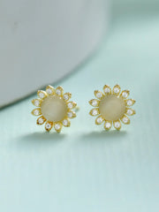 Sheer by Priyaasi Studded Floral Gold-Plated Sterling Silver Earrings