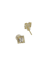 Sheer by Priyaasi Square Solitaire Gold-Plated Sterling Silver Earrings