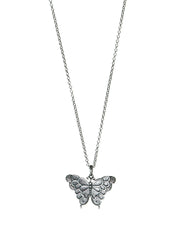 Oxidised Silver Butterfly Pendant Necklace