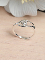 Sterling Silver Tiny Flower Zircon Ring