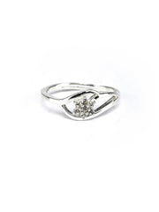 Sterling Silver Tiny Flower Zircon Ring