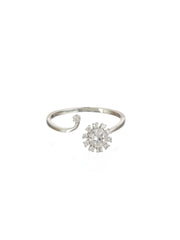 Sheer by Priyaasi Shining Flower American Diamond Sterling Silver Ring