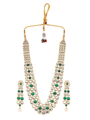 A Stunning Kundans and Green Stones Jewelry Set