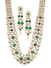 A Stunning Kundans and Green Stones Jewelry Set