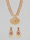 Gold Plated Kundan Necklace Set With Studded Pink Stones