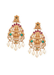 Gold-Plated multicolor CZ studded temple Jewellery Set