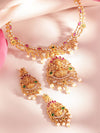 Gold-Plated multicolor CZ studded temple Jewellery Set