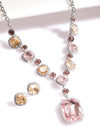 Rhodium-Plated Royal Kaleidoscopic Zirconia Embellished Cherry Blossom Necklace set