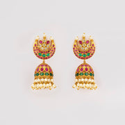 antique pearl stone ruby green jhumkas